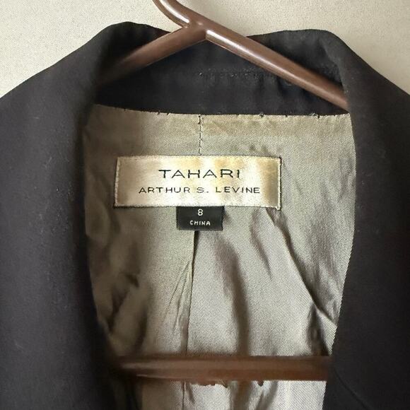 Tahari sz 8 black snap button work career blazer Jacket - Picture 2 of 9